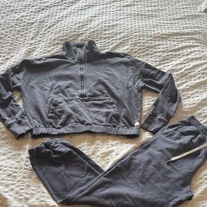 Vuori Blueish Grey Zip-Up Pullover and matching pants set